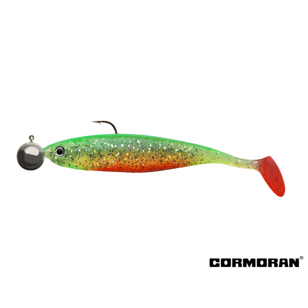 CORMORAN Action Fin Shad RTF green tiger Gumená nástraha s jigovou hlavou