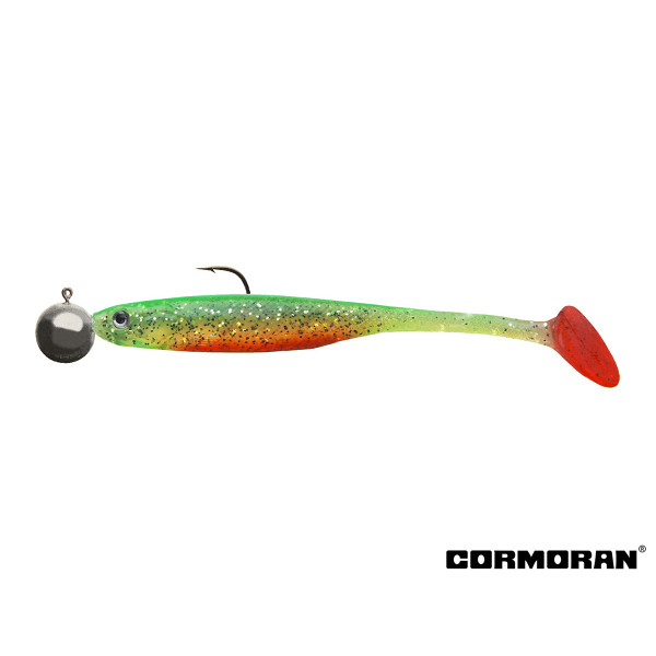 CORMORAN Crazy Fin Shad RTF green tiger Gumená nástraha s jigovou hlavou