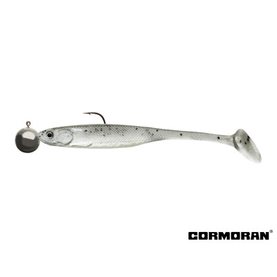 CORMORAN Crazy Fin Shad RTF pearl white | Gumená nástraha s jigovou hlavou